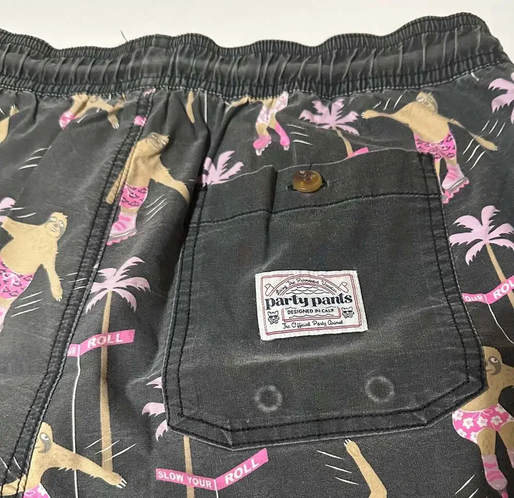 Party Pants Men's Sloth‎ Print Swim Trunks
